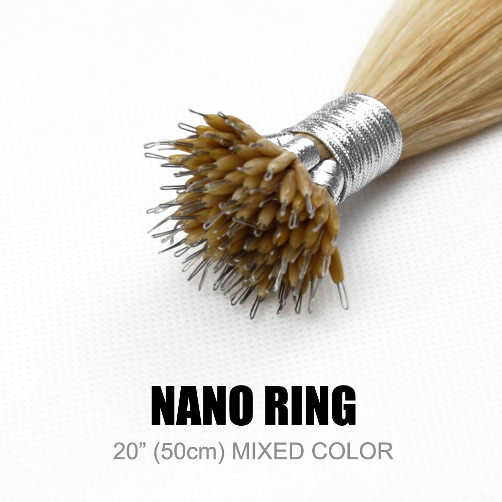 Nano Ring Remy Human Hair Extensions Mixed Colour 20” (50cm)