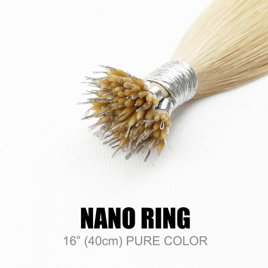 Nano Ring Remy Human Hair Extensions Pure Colour 16” (40cm)