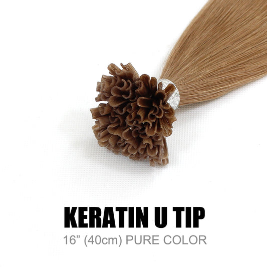 Keratin U Tip Remy Human Hair Extensions Pure Colour 16” (40cm)