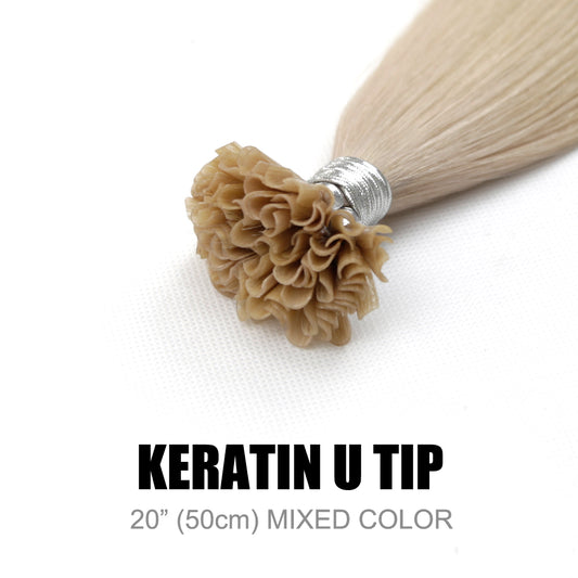 Keratin U Tip Remy Human Hair Extensions Mixed Colour 20” (50cm)