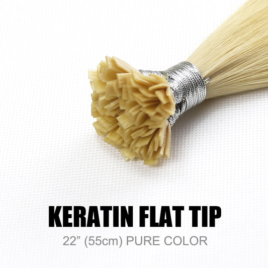 Keratin Flat Tip Remy Human Hair Extensions Pure Colour 22” (55cm)